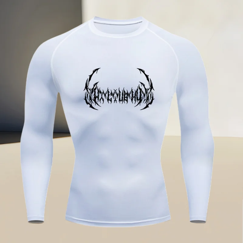 Langärmliges, eng anliegendes, schnell trocknendes Sport-T-Shirt für Herren mit Rundhalsausschnitt, Muskelformende Funktion, hochelastischer Stoff.