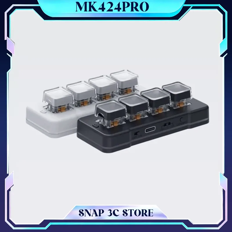 MK424Pro 4-Key Wireless Bluetooth Mechanical Keyboard Macro Pad Programmable RGB Hot Swap Mini Keypad for Gaming OSU PS Office