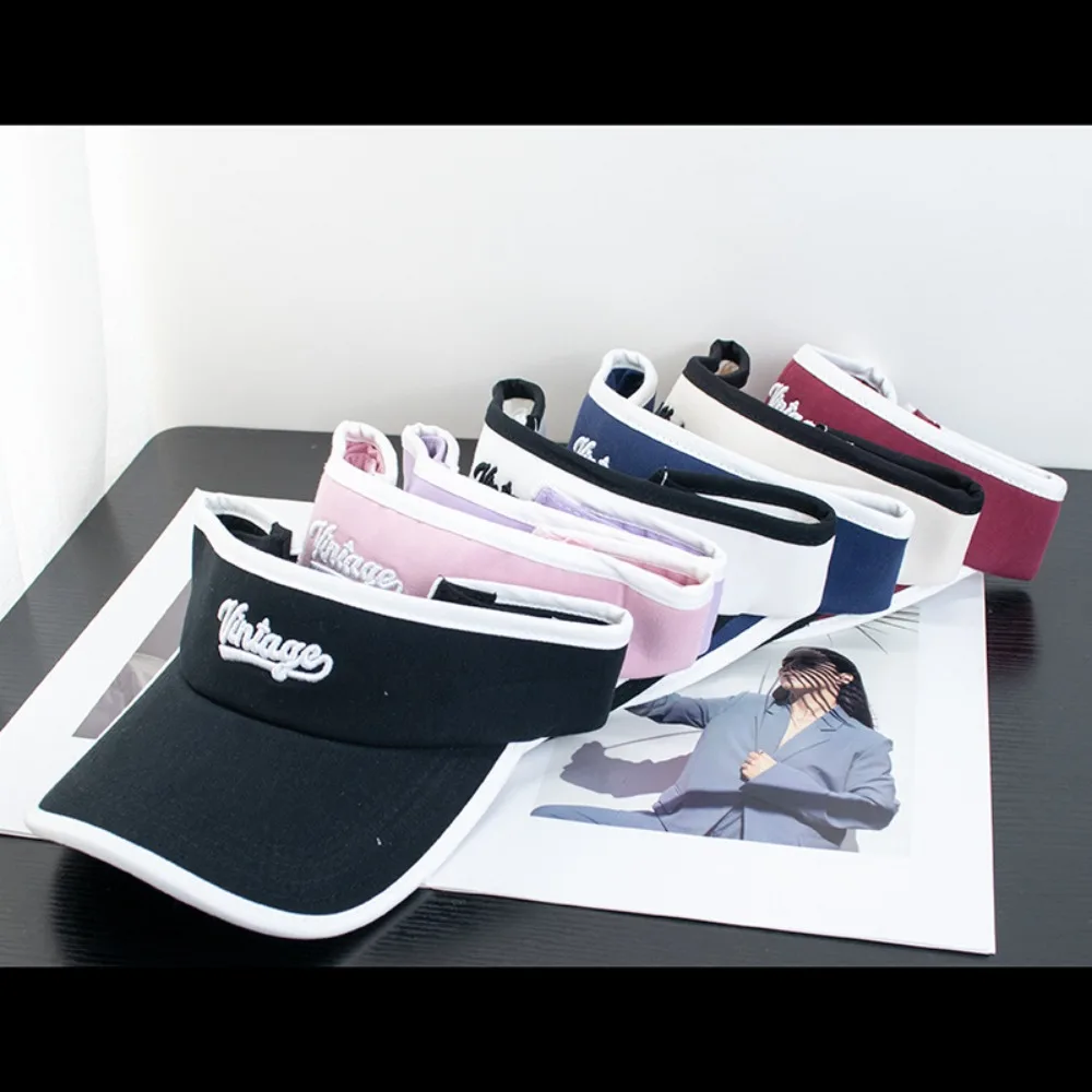 قبعة شمس كاجوال كلاسيكية من الأعلى ، مقاومة للشمس ، لا تبلغ ذروتها ، ومطرزة ، وجيدة التهوية