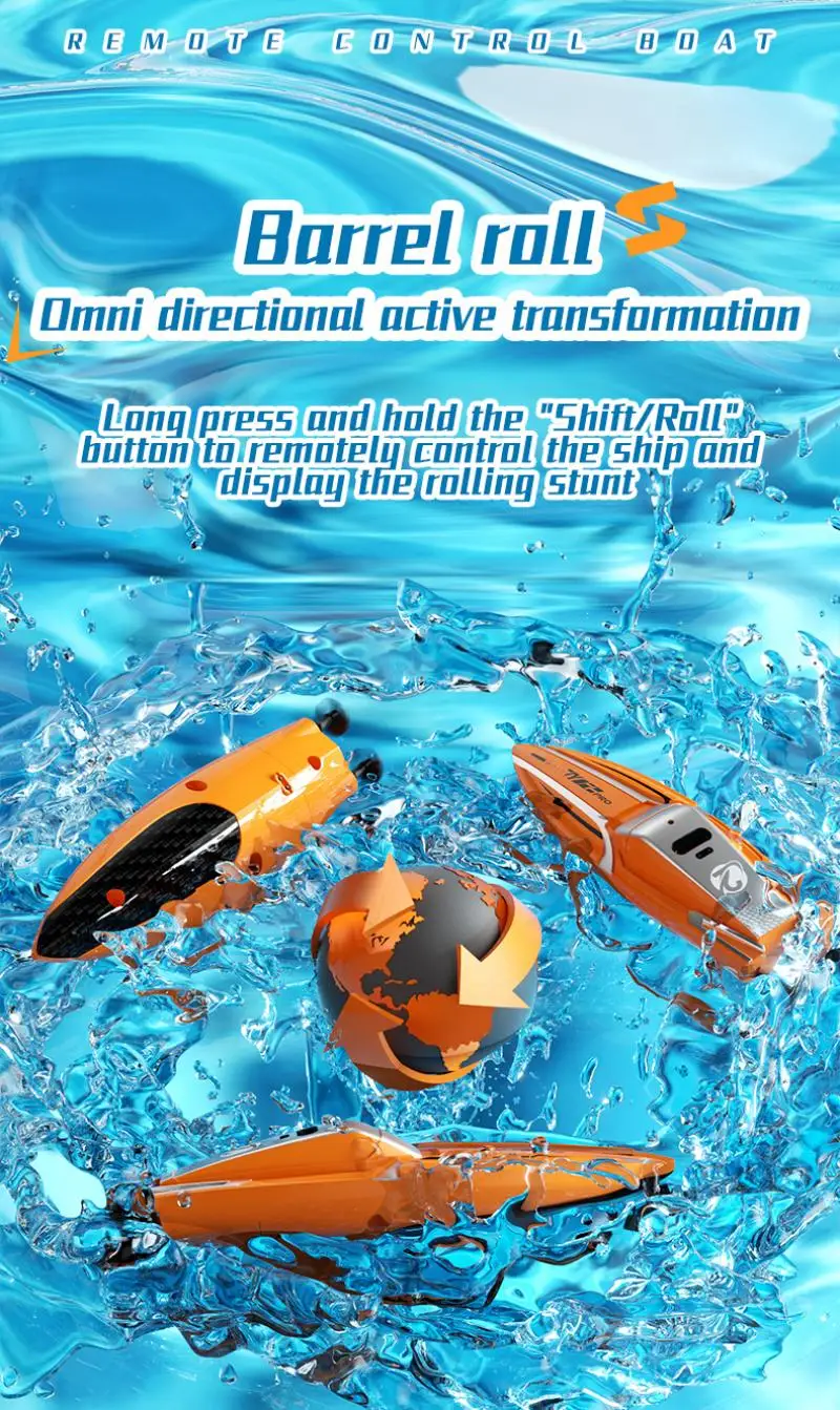 2.4G RC Racing Speedboat Mini รีโมทคอนโทรล Stunt เรือไฟฟ้าวิทยุควบคุมเรือมอเตอร์คู่กันน้ําของเล่นเด็กของขวัญ