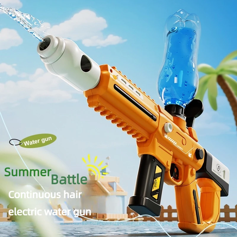 Pistola ad acqua Emitti a luce LED estiva Pistola ad acqua elettrica ad alta pressione completamente automatica da spiaggia per bambini Ragazzi Ragazze Collegare la bottiglia