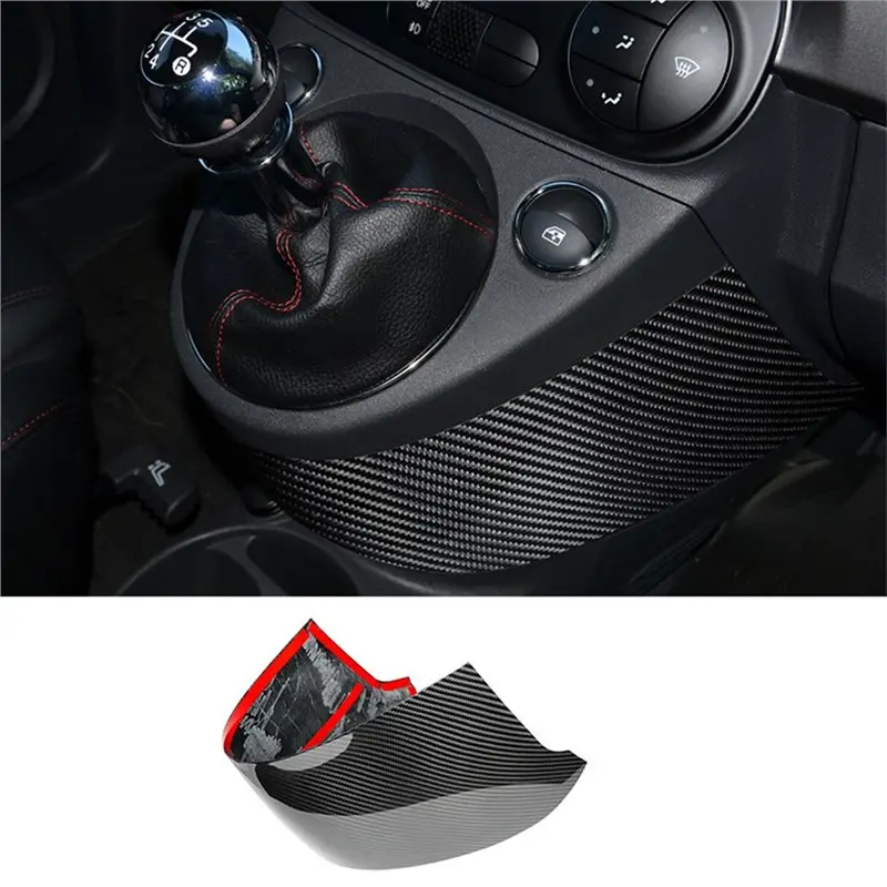 A98M For Fiat 500 Abarth 595 695 2017-2024 Compatible Gear Frame Lower Trim Panel Carbon Fiber Trim Sticker Car Interior Accesso