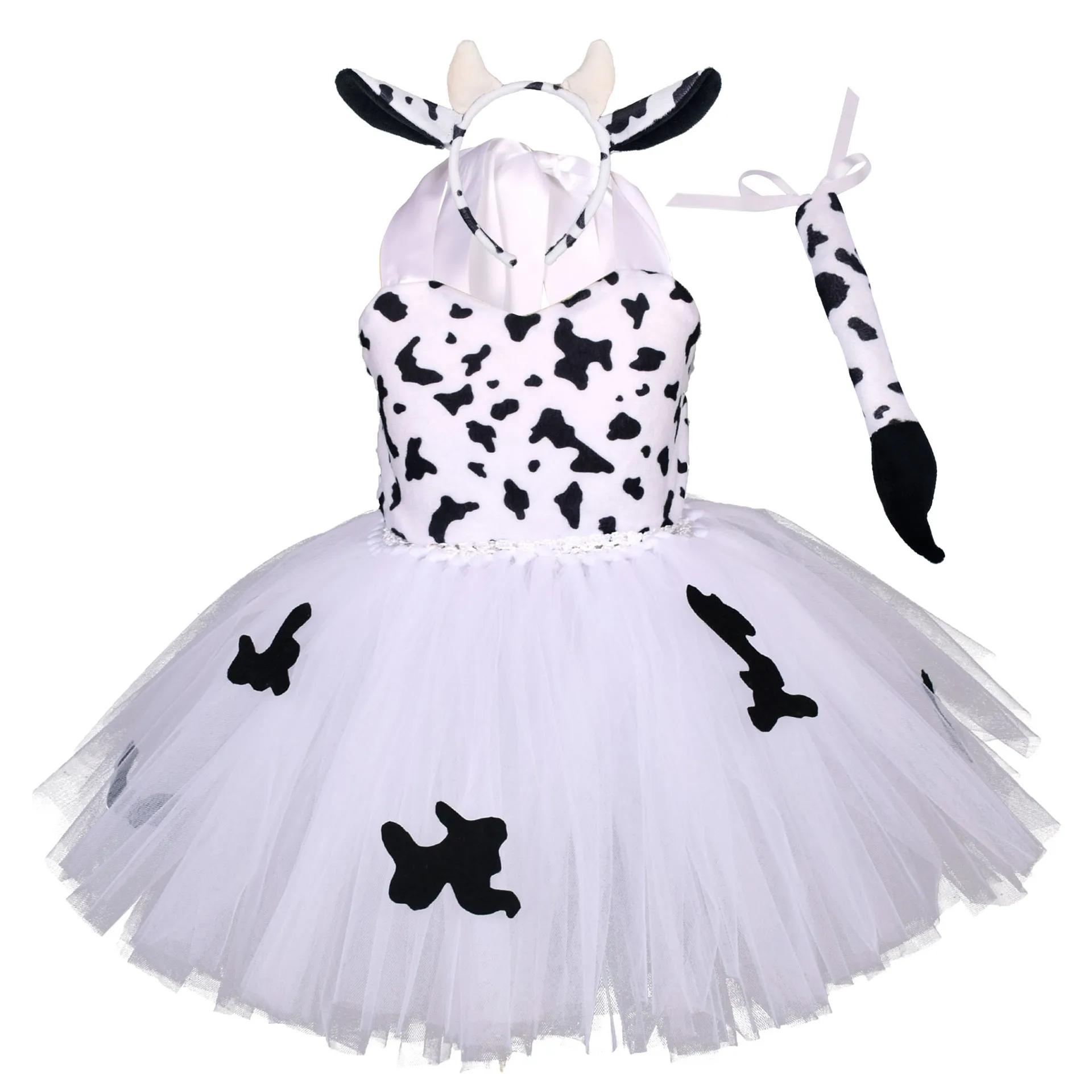 Animal World Cow Tiger Children's Dress Cosplay Girl Performance Dance Set  Halloween Costumes for Kids