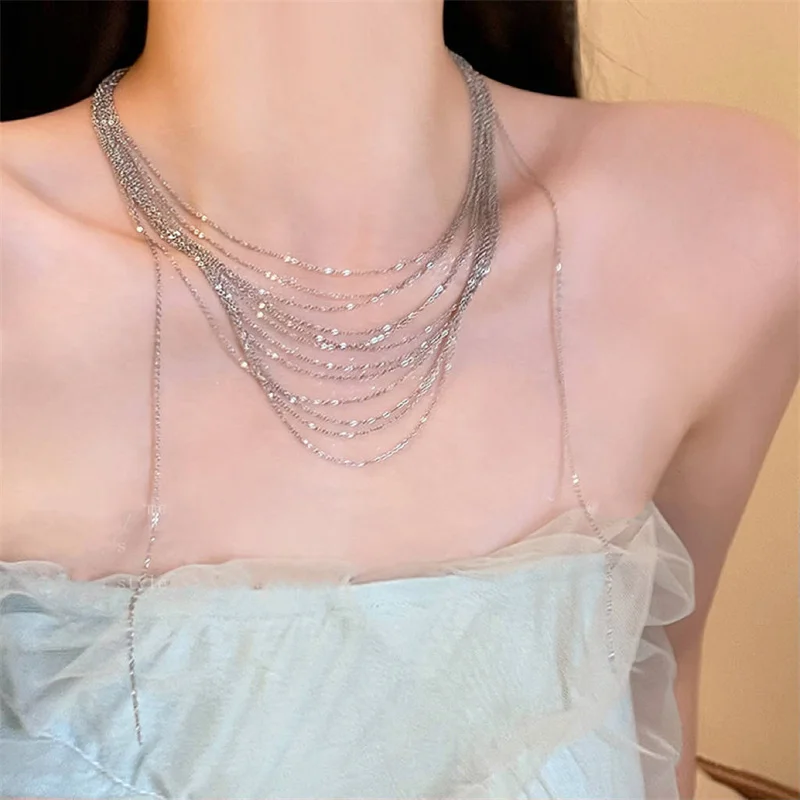 Multilayer Tassel Clavicle Chain Choker Necklace For Women Exquisite Trend Wedding Party Jewelry Accessories Gift