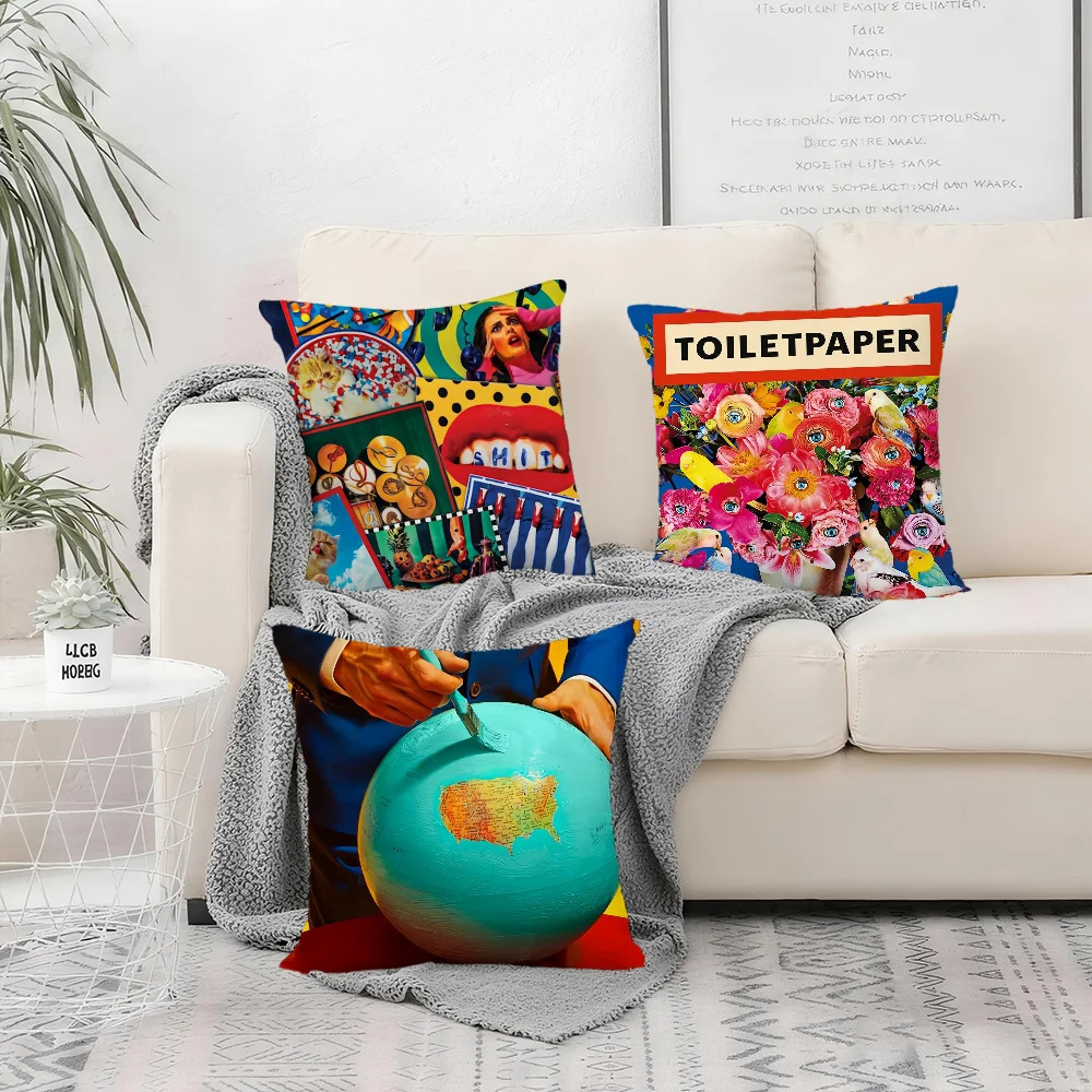 T-T-Toilet-Paper-R Cushion Cover Bedroom Sofa Decorative Home Car Portable Cushion Cover With Zipper Soft Pillowcase