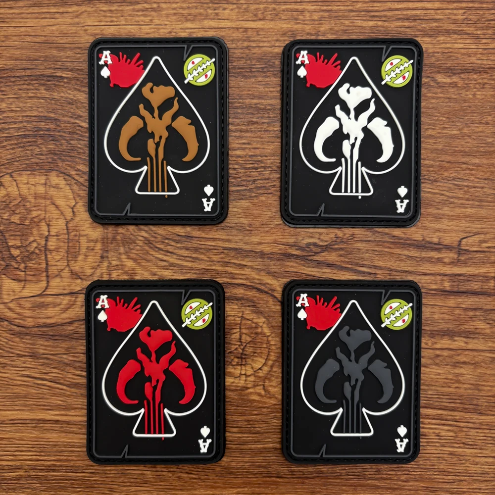 Spade Card-Shaped Glow-In-The-Dark Pvc Armband Patch Badge Applique for Clothing, Bags, Hats Decoration, Includes Felt Backing