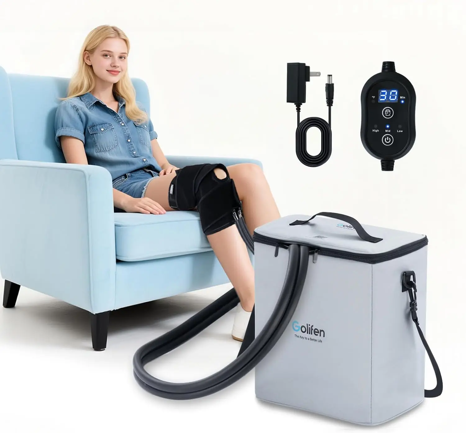

Portable Cold Therapy Machine with Timer & Compression Pad for Knee Pain Relief After Surgery
