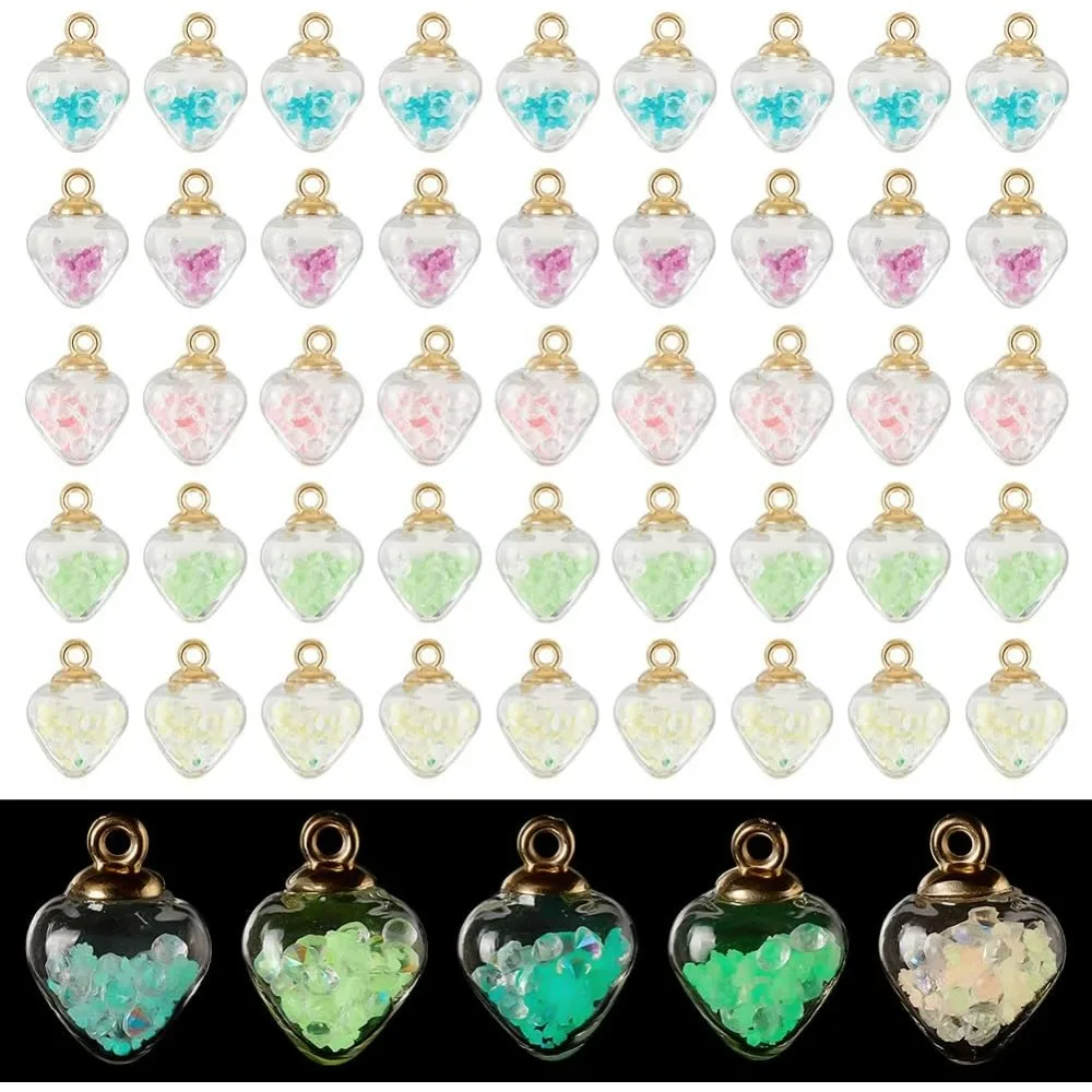 

Glow in the Dark Beads Charms, Glass Ball Pendants Luminous Glass Teardrop Pendant for DIY Crafts Necklaces Bracelets Earring