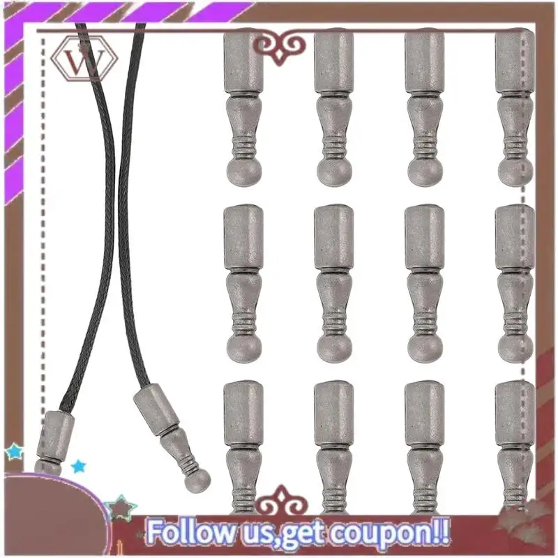 

A95D-12Pcs Bolo Tie Tips Replacement End Caps Long Alloy Cord Ends Smooth For Clothes Decoring Chain Bracelet DIY Crafts