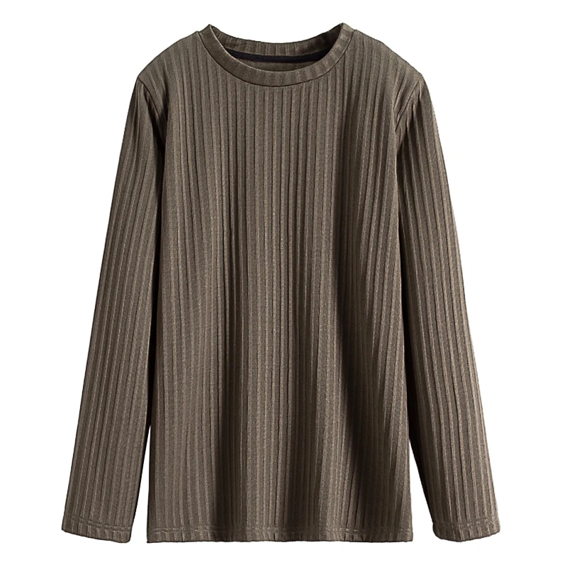 

Slimming Striped Long Sve Top with oulder Pads Loose Fit Casual Commute Sle Polyester Fiber Women's Knitwear