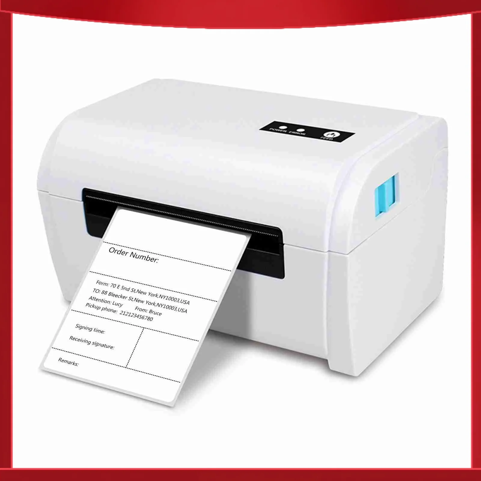 

USB BT Connection Thermal Label Printer High Speed Shipping Label Printer Support 40-110mm Paper Width Compatible with Windows