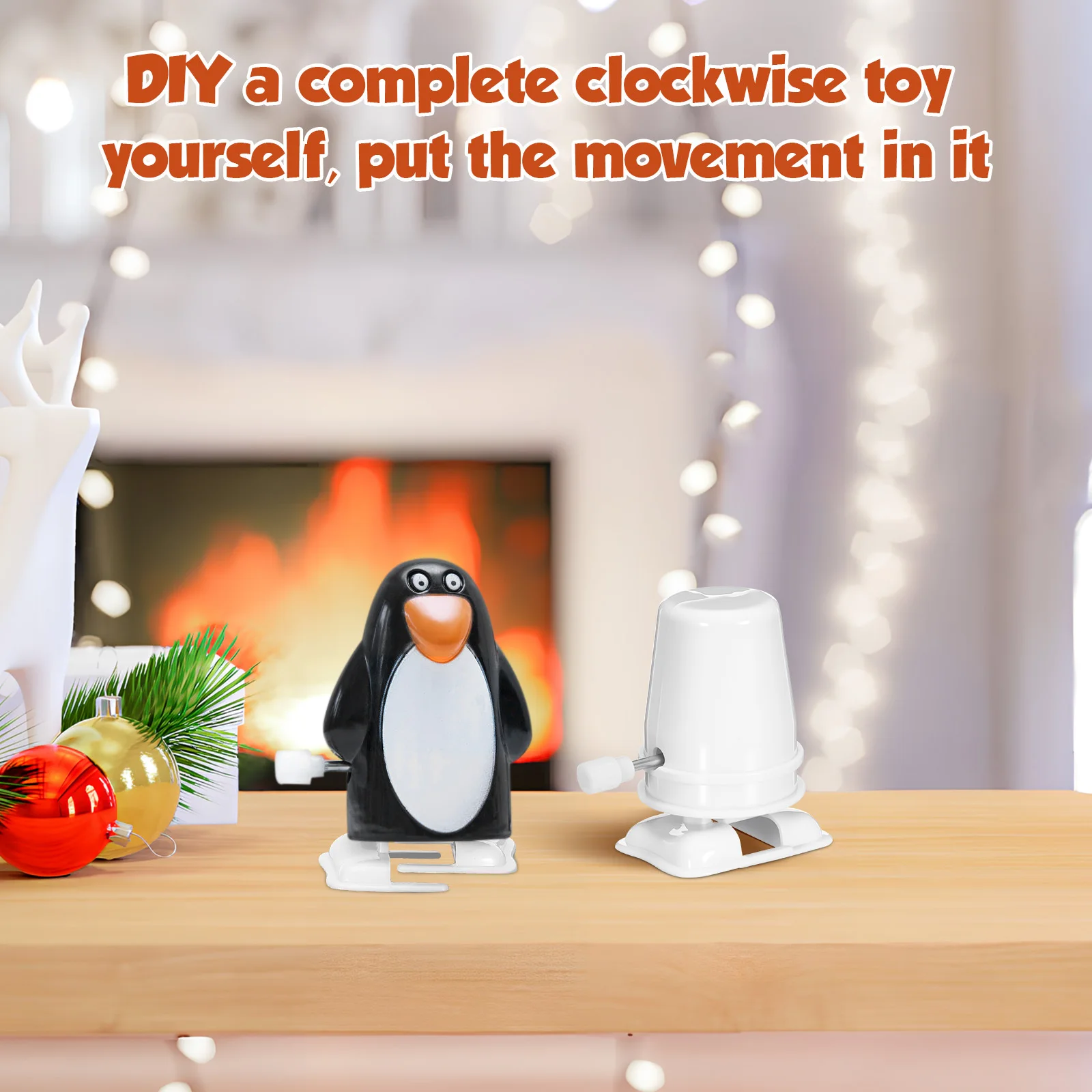 아바오담 6개입 시계태엽 로봇 장난감 바람으로 움직이는 동물 메커니즘 부품 부활절 공예 액세서리 화이트