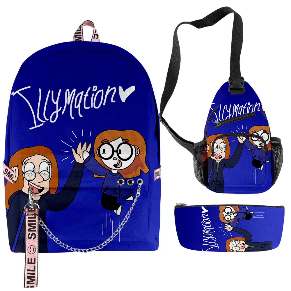Classic Novelty Creative Cool illymation 3D Print 3pcs/Set School Bags multifunction Travel Backpack Chest Bag Pencil Case