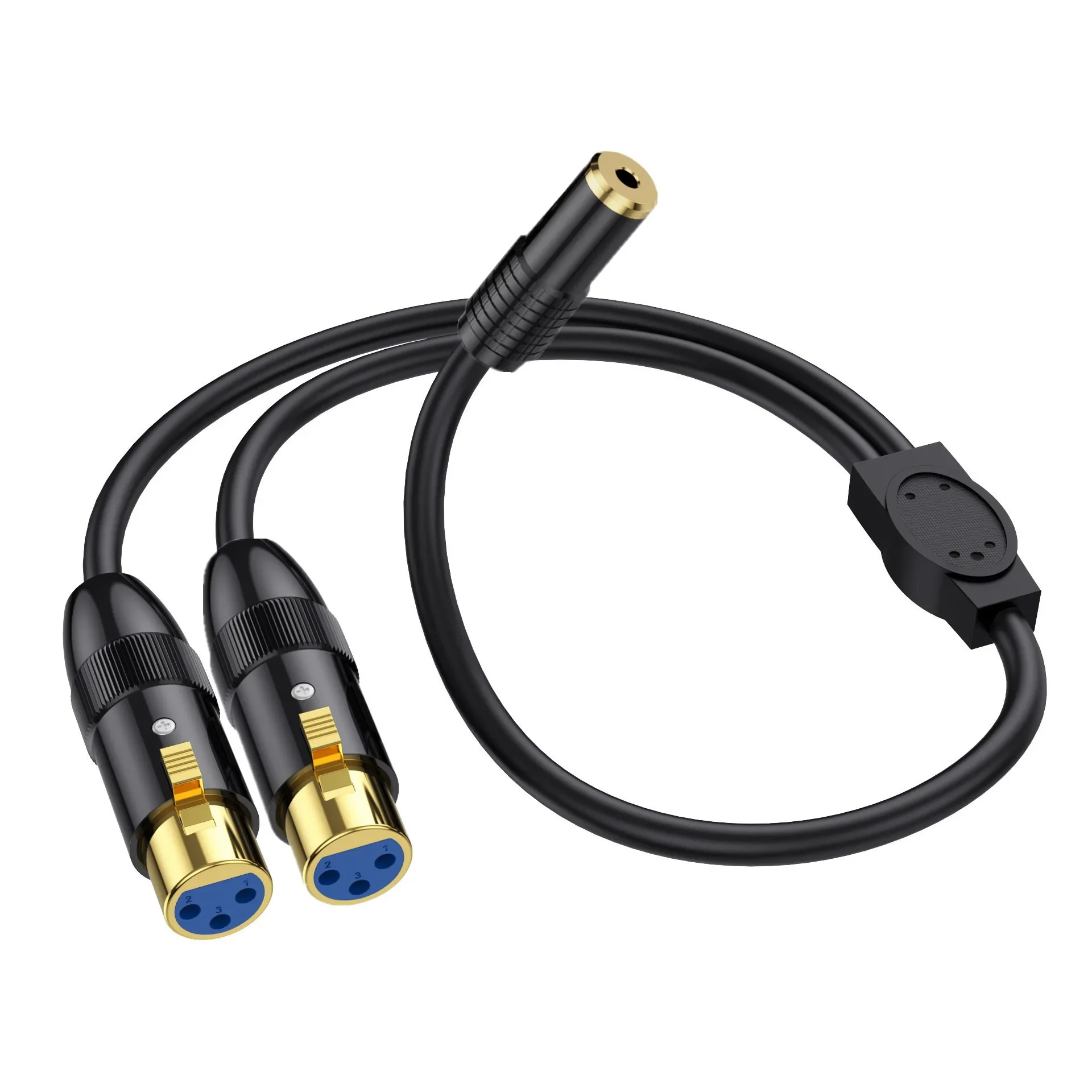 Dual XLR to 1/8 Female Adapter, Jack 3.5mm Female to Microphone, 3.5mm Stereo TRS to Dual XLR Female Transforming Cord Converte