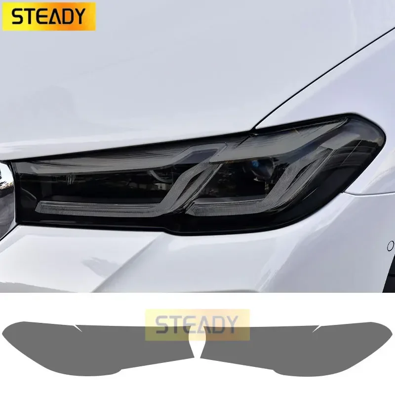 

2 Pcs Car Headlight Protective Film Transparent Smoke Black TPU Sticker For BMW F10 F11 F07 G31 G30 5 Series 2022 M Performance