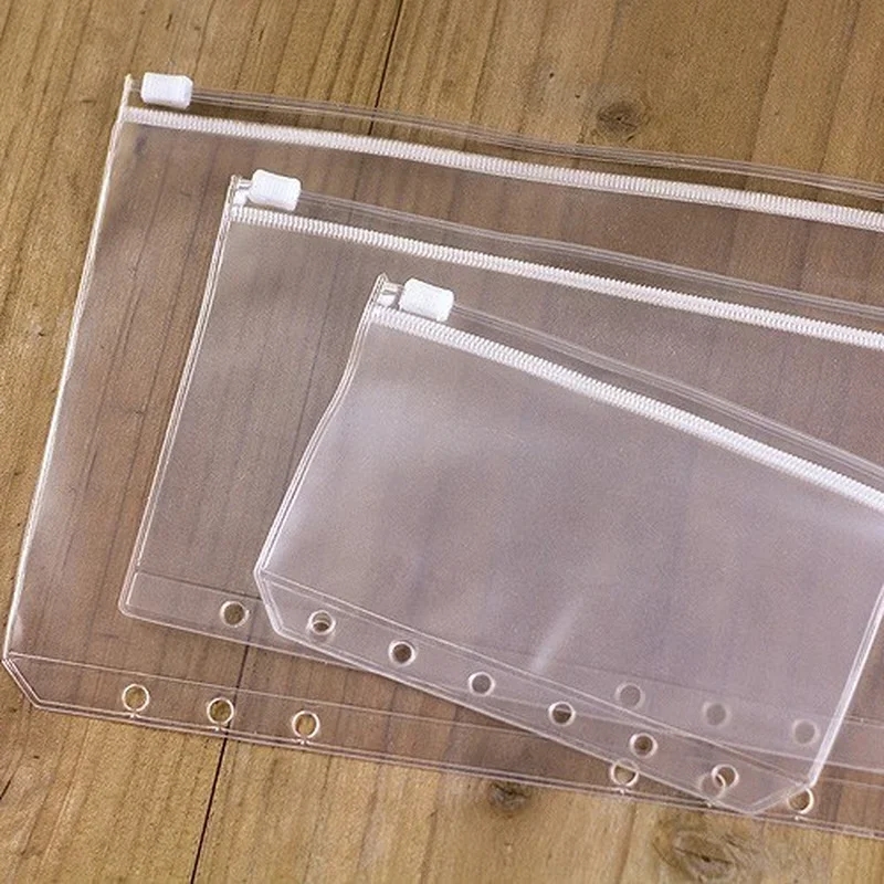 A5 A6 A7 File Folder Bag Organizer Storage Cover Case Transparent Loose Leaf Holder Pouch With Zipper Filing Binder Document