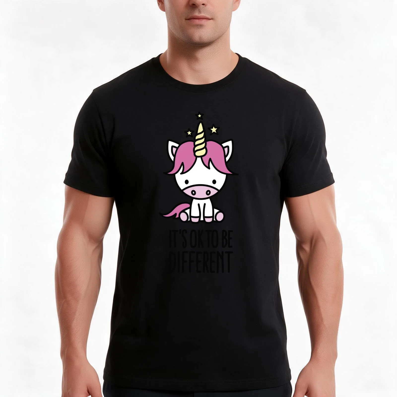 It's ok to be different - unicorn T-Shirt, Summer Casual Cotton Tee, Oversized Streetwear Tops, Vintage Graphic Print