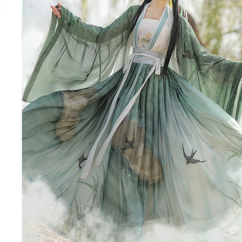 New Hanfu Dress Folk Dance Costume Chinese Traditional National Fairy Costume Ancient Han Dynasty Princess Stage Outfits Trend