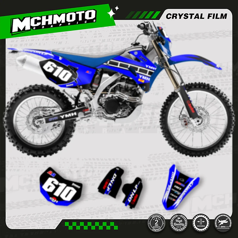 

MCHMFG For YAMAHA WRF450 2007-2011 WRF250 2007-2014 Custom Team Motorcycle Graphics Decal Stickers Kits Number Name Custom