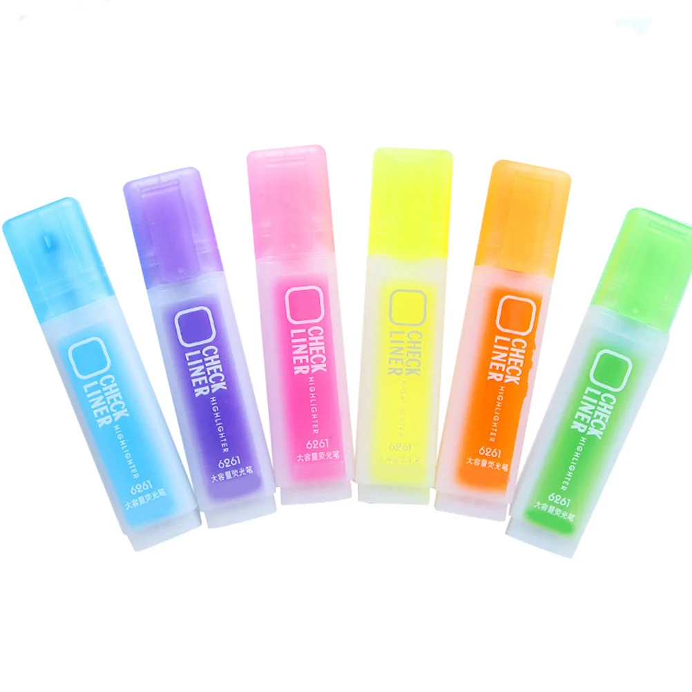 

6 pcs Candy Color Highlighter Pens Smooth Writing Fluorescent Markers For Students School Supplies Stationery Gift