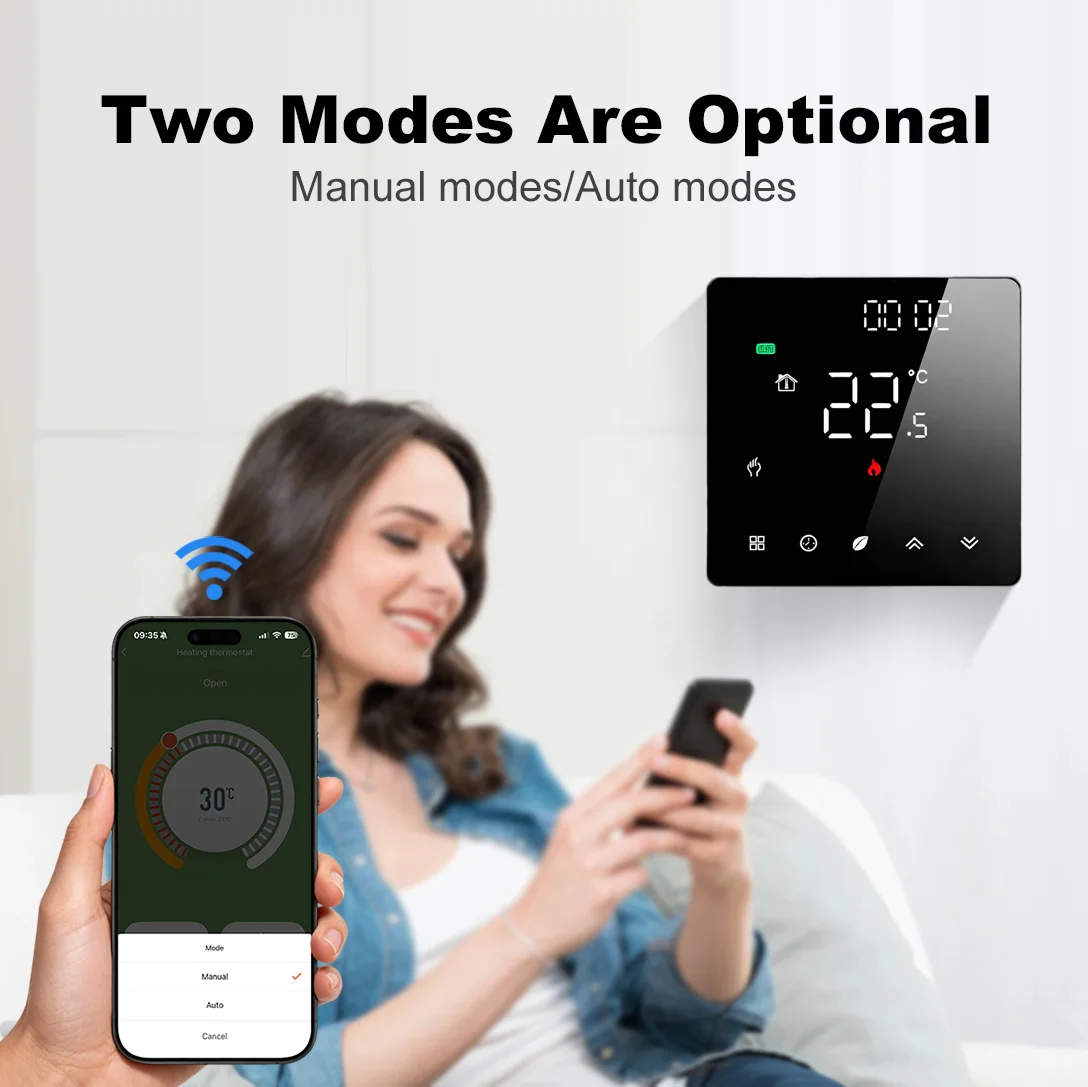 MANHOT Smart WiFi Thermostat Water/Electric Floor Heating Gas Boiler with Voice Control Weekly Schedule With Alexa Google Home