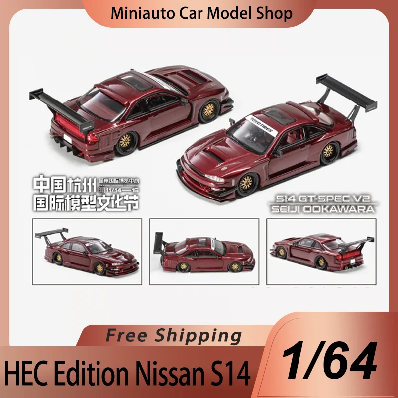 

New In Stock Mortal 1:64 Nissan S14 HEC 2025 Edition Red Nissan Gtr R34 Alloy Miniature Diecast Model Car Toys Kids Gift