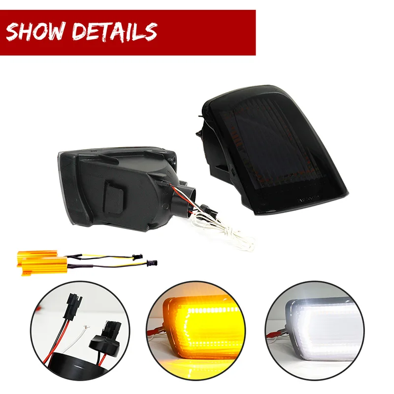 Gtinthebox Dual-color Amber LED Car Front Bumper Turn Signal Lights w/ White DRL Driving Lights For 2003-2005 Toyota 4Runner