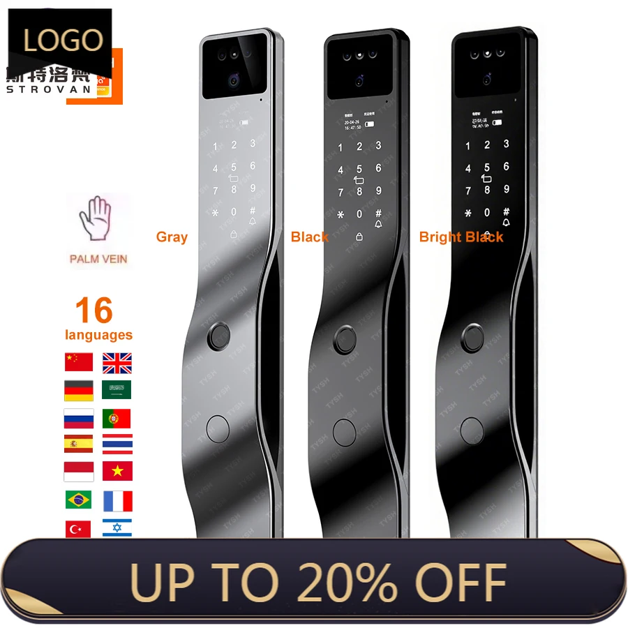 

STLF Ai Tuya Automatic Biometric Lock Rfid Ic Cardf Wifi App Combination 3d Face Palm Fingerprint Smart Door Locks