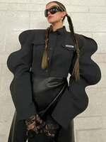 Weird Puss-Chaqueta de manga especial a la moda para mujer, abrigo corto informal de una sola botonadura, cálido, sólido, Y2K, calle salvaje, otoño