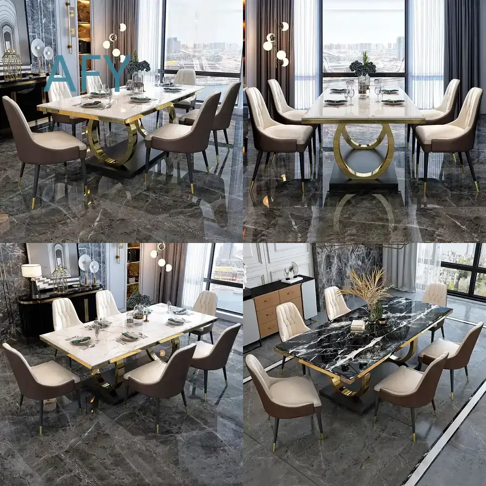 Modern Sintered Stone Marble Top Dining Tables Set for Dining Room Furniture Dropshipping for Home Office for Small Space for