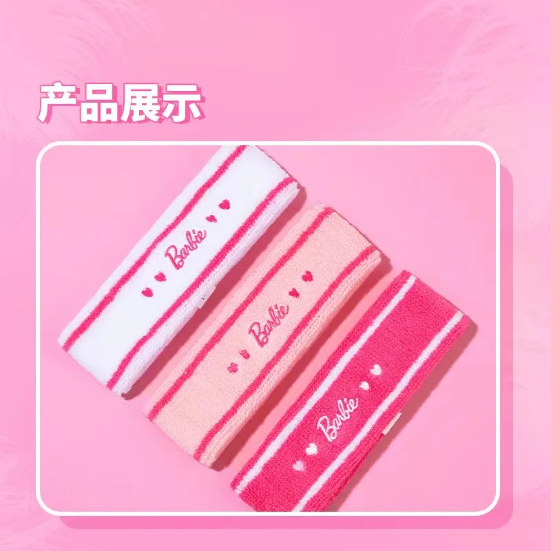 MINISO Barbie series sweat-absorbent sports hair ties women running fitness yoga hoop hair headband