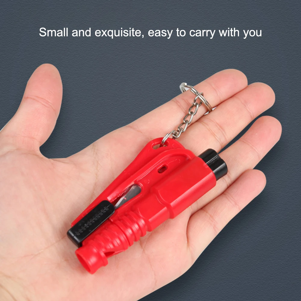 1Pc 3-in-1 Car Keychain Safety Hammer Glass Window Broken Breaker Seat Belt Cutter Compact Emergency Hammer Escape Rescue Tool view 6