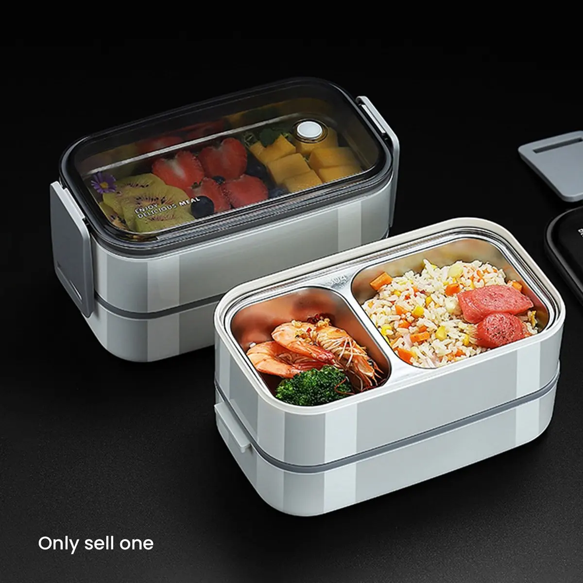 1 قطعة صندوق معزول مختوم من الفولاذ المقاوم للصدأ ، صندوق غداء مزدوج الطبقة يمكن للطلاب تسخين في الميكروويف في العمل #6