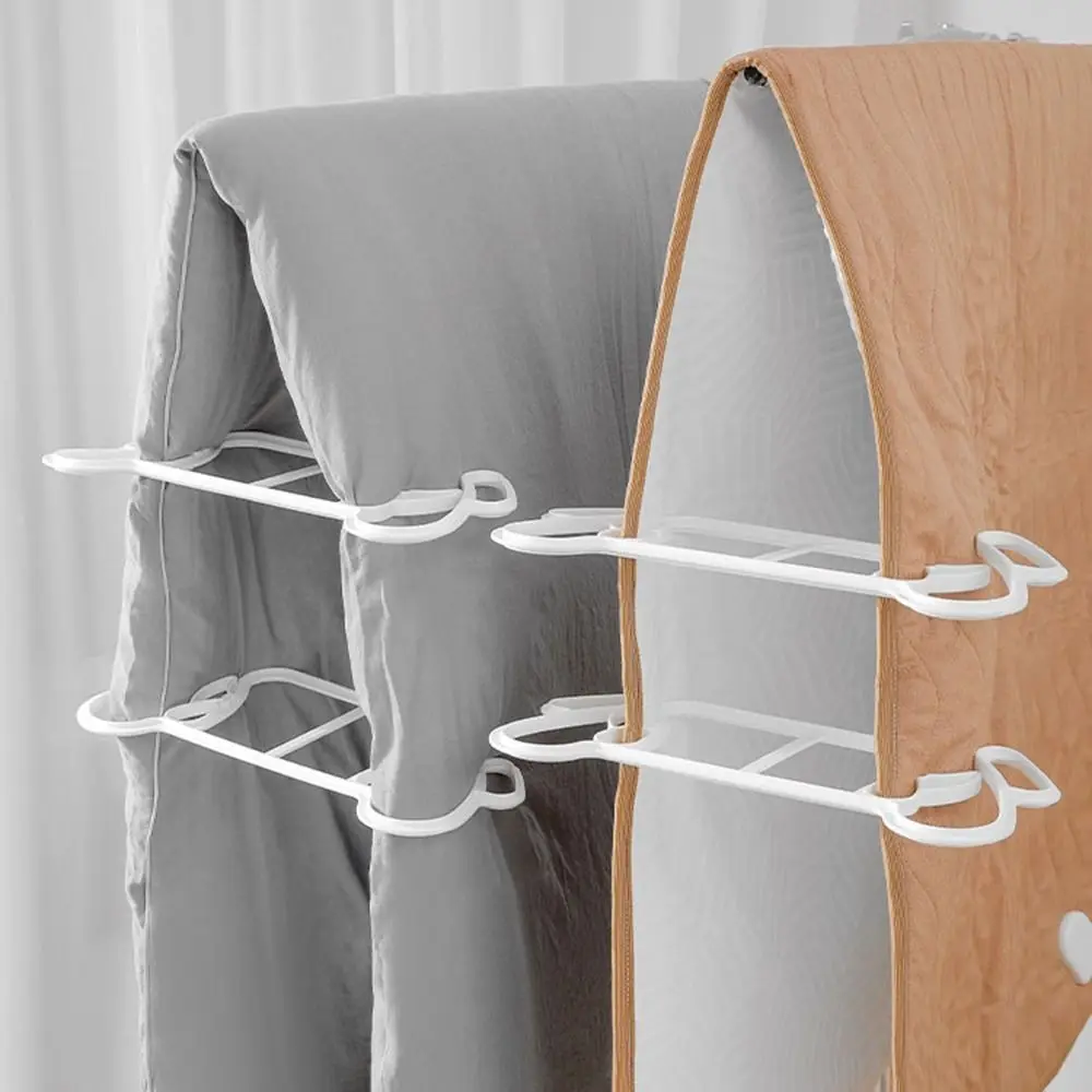 4Pcs Plastic Quilt Hanging Bracket Anti-slip Windproof Ventilated Bracket Set White Comforter Drying Clips Sheets