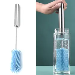 Silicone Milk Bottle Brush Cup Scrubber Glass Cleaner Kitchen Cleaning Tool Long Handle Drink Bottle Glass Cup Cleaning Brush