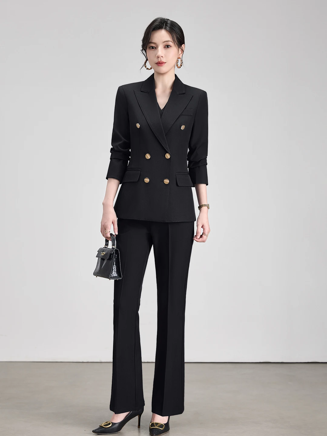 Early Autumn Professional Suit Vest Micro Flare Pants Set Women's Formal Occasion Workplace OL Outfit Workwear Ensemble