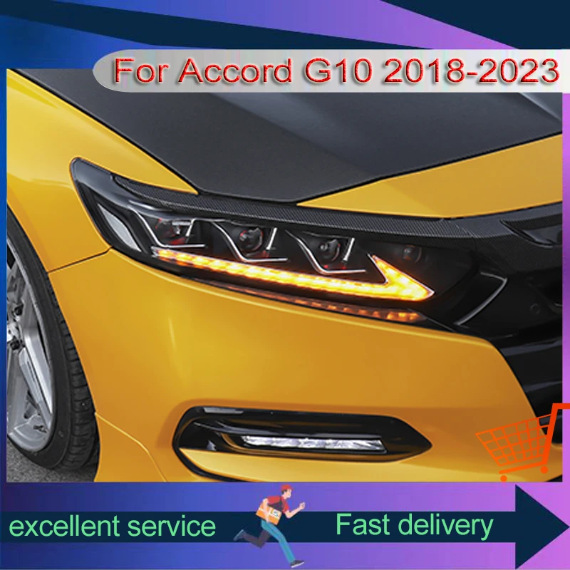 Новые автомобильные фары для Honda G10 Accord 2018-2023, фотолампа в сборе, Модифицированная линза, Лошадиная гонка, сенсорное синее переднее освещение