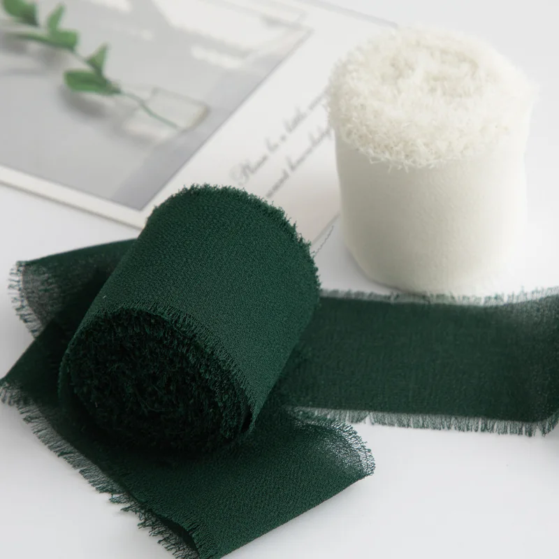 

Chiffon Solid Color Multifunctional Ribbon Snowflake Yarn New Hanfu Wedding Hand-held Bouquet Tassel Ribbon Bow Decoration
