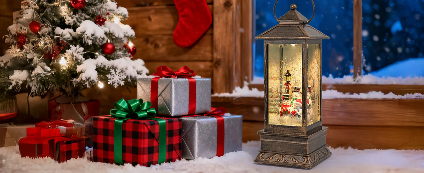 Создайте винтажный фонарь «Снежный глобус» с идеальной рождественской атмосферой и музыкой и освещением, двусторонняя мощность