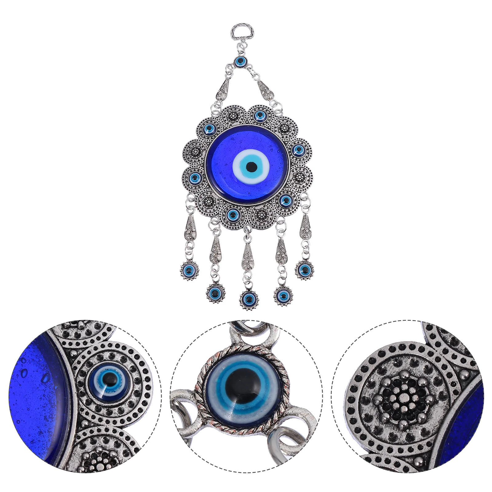 

Blue Glass Eyes Wall Decoration Pendant Fine Workmanship Evil Eye Style Hanging Decor for Bedroom Living Room Indoor Spaces