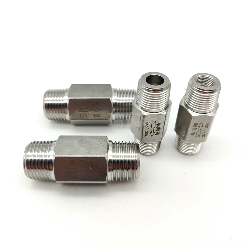 304 One-way Stainless Steel Valve External Thread Check Valve Double Male Thread Hexagonal Direct Valve