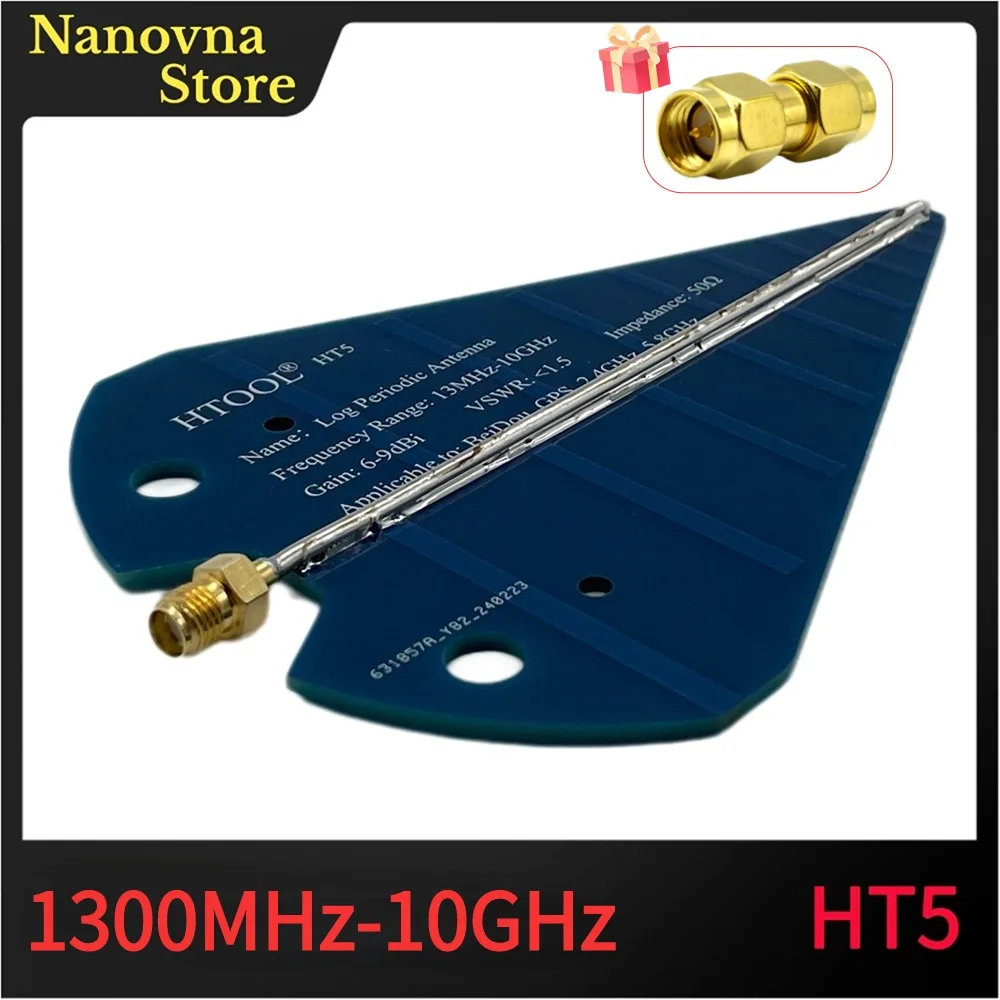 Nanovna HT5 Portable Log Periodic Antenna HT5,1300MHz-10GHz,Wideband,High Gain 6-9dB,50Ω,For VHF,UHF ,SHF, Communications, Radar