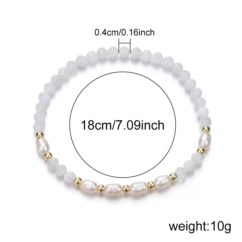 Braccialetto estensibile con perle di pietra naturale da 4mm e perle di Freswater bracciale moda donna adatto per l'uso quotidiano delle donne