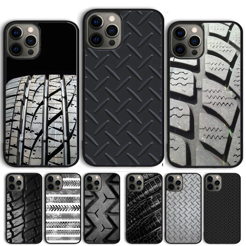 Black Tyre Tread Texture Phone Case Cover For iPhone 15 16 11 13 14 Pro Max 12 mini Plus X XS Max XR Fundas