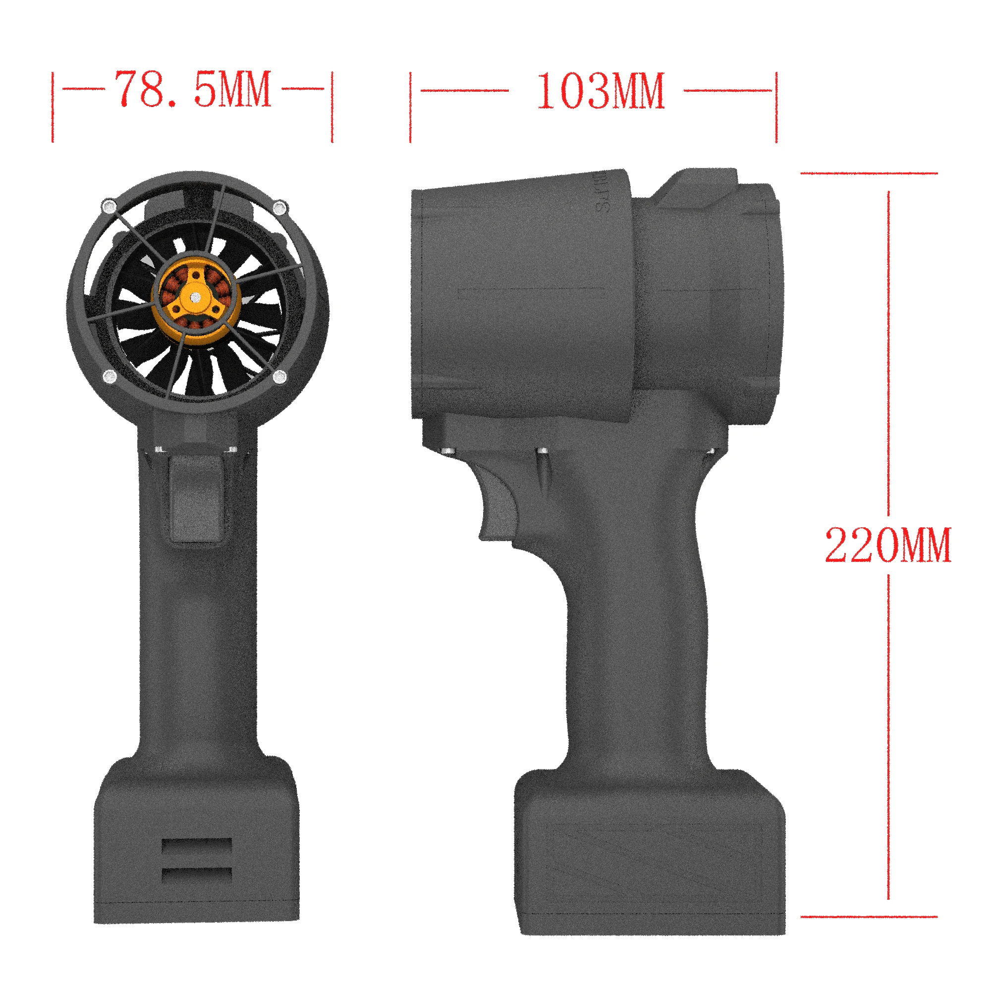 QX-MFLU Handheld blower 50mm violent turbo fan Industrial Duct Fan High Power Strong Fan for Car Water Dust Removal