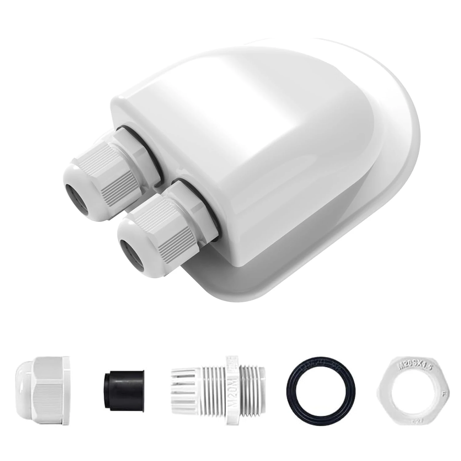 Weatherproof ABS Solar Double Cable Entry Gland for All Cable Types 2mm² to 6mm² for Solar Project on Rv, Campervan, Boat