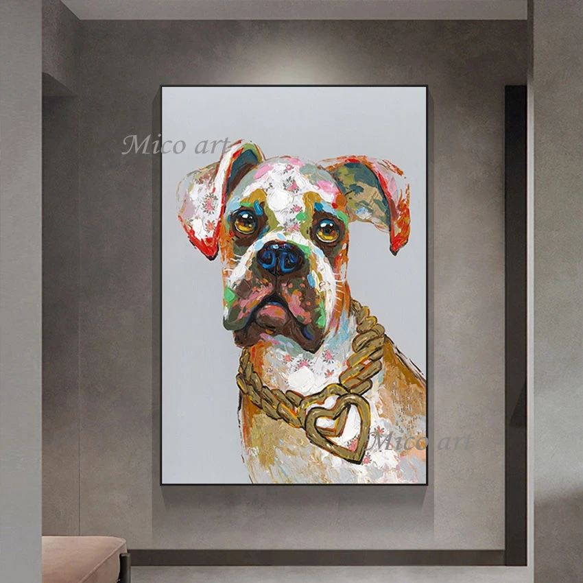 

Abstract Unframed Dog Cartoon Pictures Acrylic Painting Artwork Large Modern Canvas Art Animal Painting Home Wall Decoration