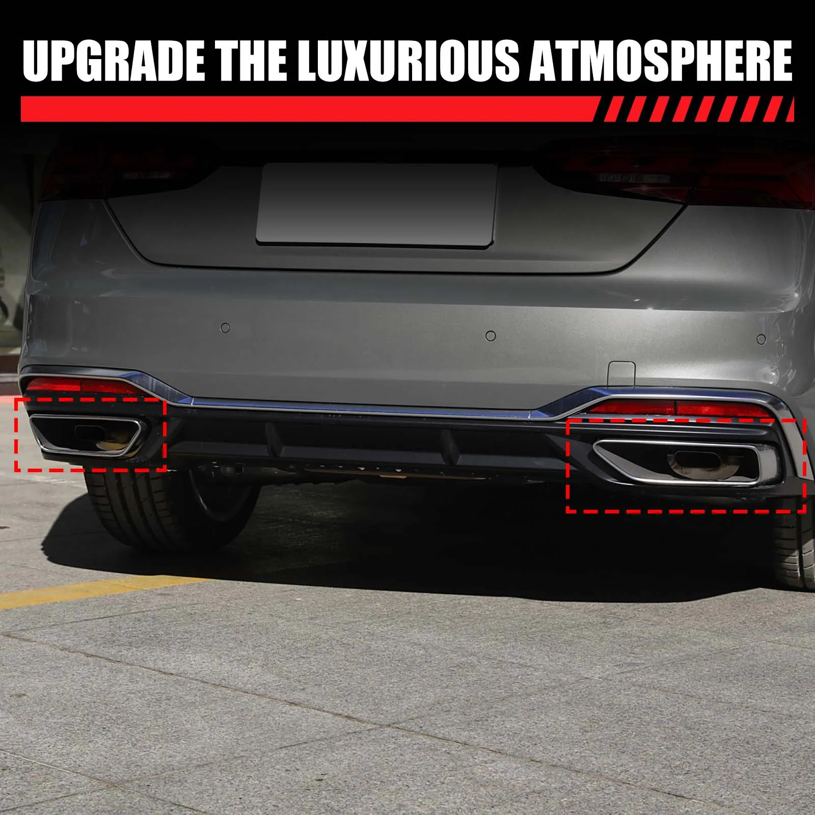 

For Audi A5 A4 B9 2020 2021 2022 2023 2024 Car Tail Exhaust Pipes Tail Throat Frame Stainless Steel Cover Trim Car styling