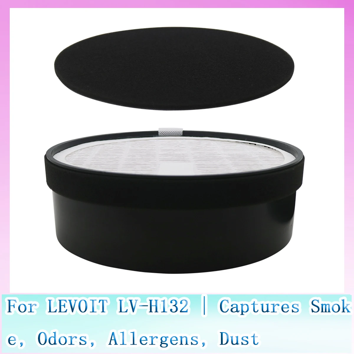 LV-H132 True HEPA Activated Carbon Filter | Replacement Filter for LEVOIT LV-H132 | Captures Smoke, Odors, Allergens, Dust