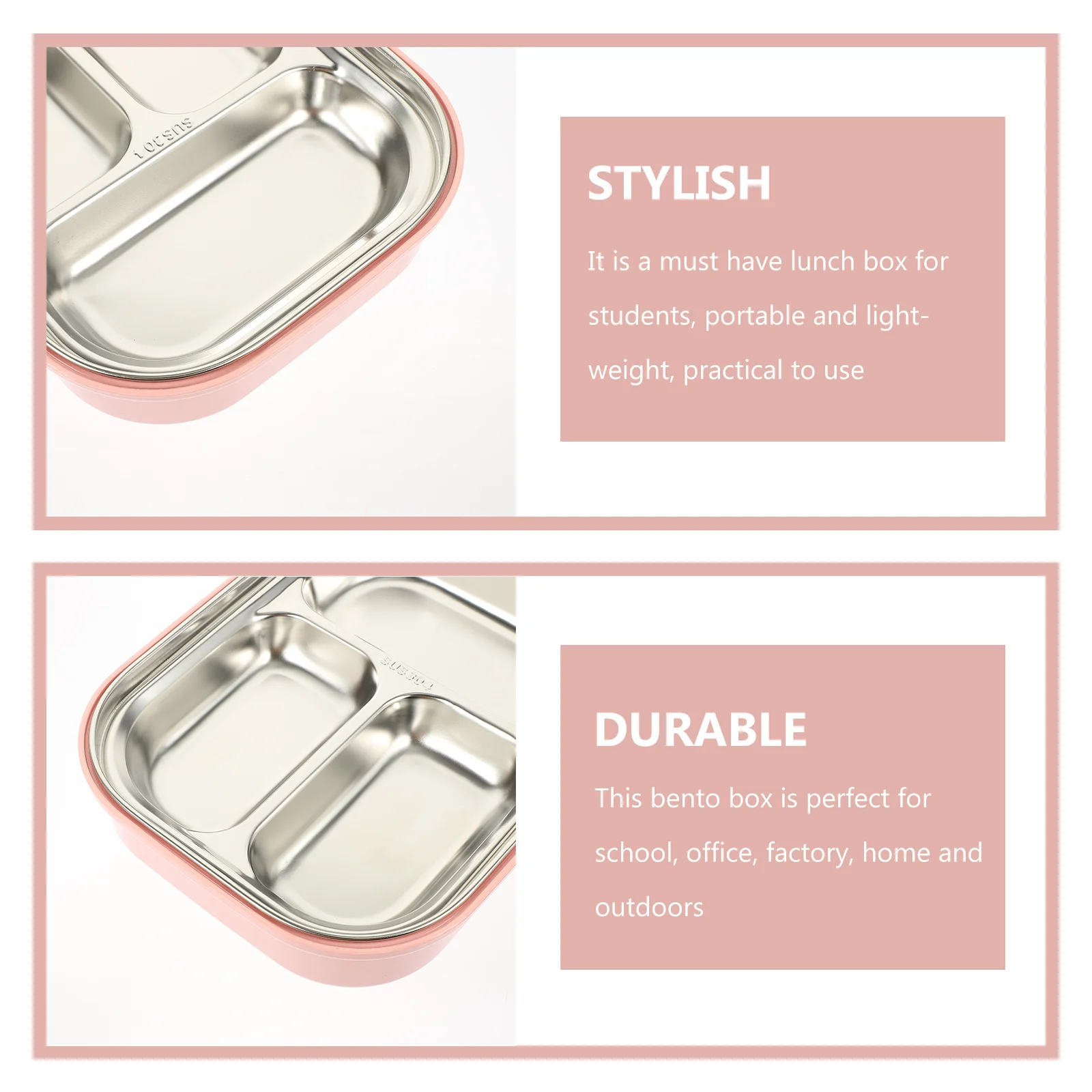 

Stainless Steel Multi-Grid Leak Proof Portable Lunch Box Food Storage for Students Office Outdoor